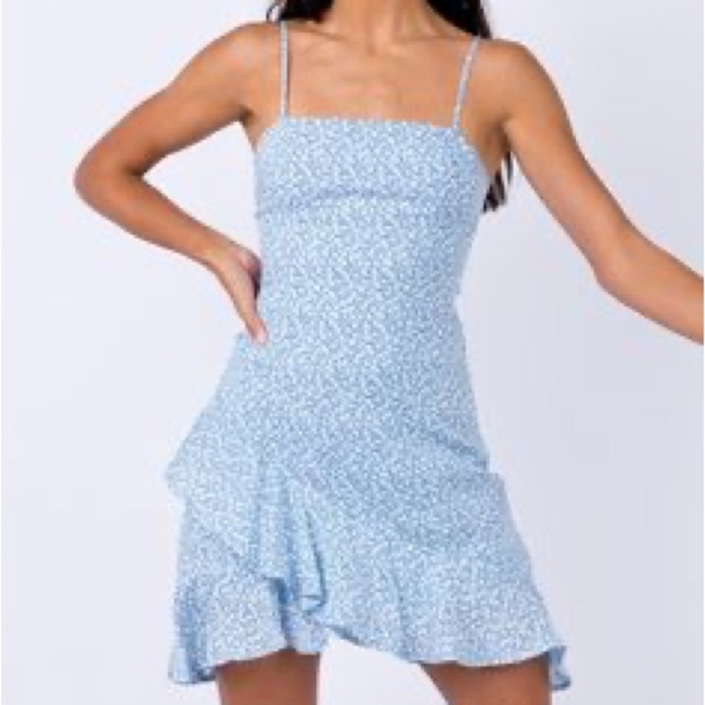 🦋Polly Blue Floral Mini Dress With Back Tie Size 4 Good Condition 🦋